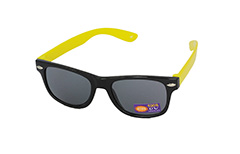 Schwarze Kindersonnenbrille mit gelben Bügeln - Design nr. 1095