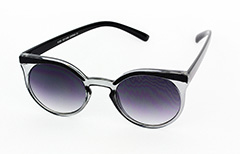 Runde Sonnenbrille, rauchige GlÃ¤ser, schwarzes Gestell - Design nr. 1021