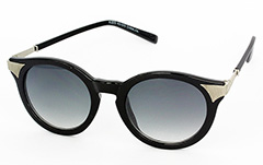 Runde schwarze Sonnenbrille mit silbernen Ecken - Design nr. 1048
